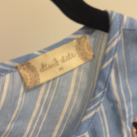 Altar’d State blue & white striped embroidered top with flutter sleeves - Picture 3 of 4